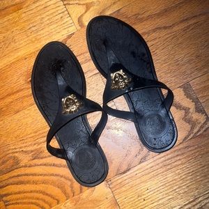 Black Versace beach slippers